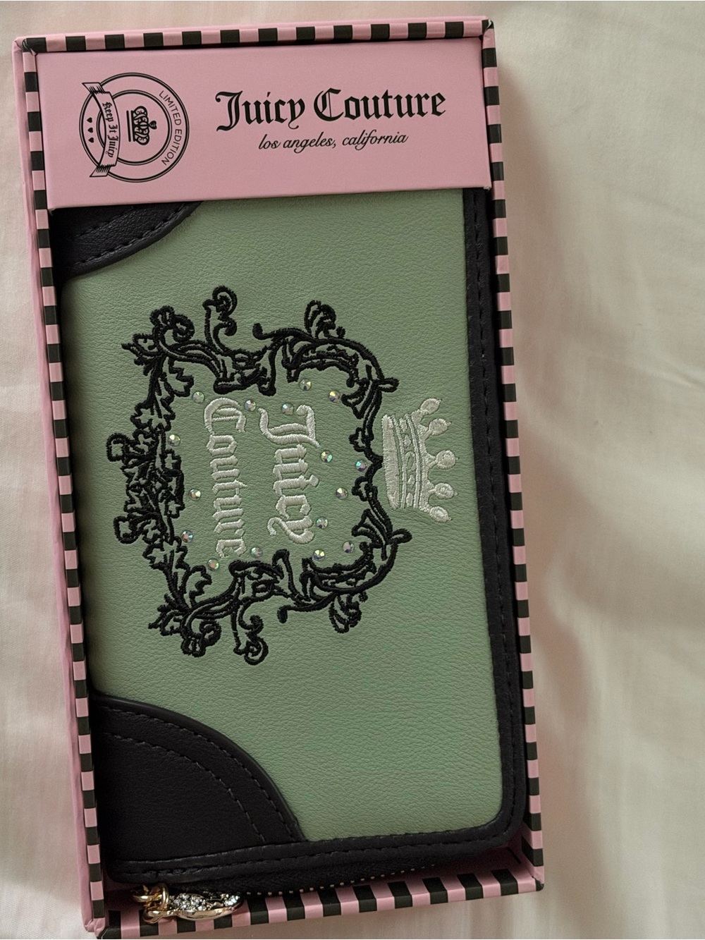 Juicy Couture Green Embroidered Wallet NIB